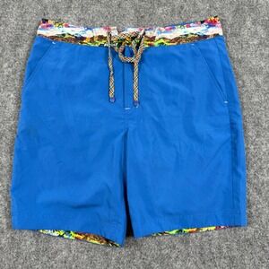 Robert Graham Swim Trunks 36 Blue Mountain Print Lined Swimsuit Shorts Flaw Mens